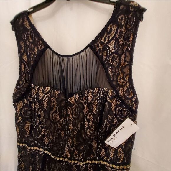 BRAND NEW ENFOCUS LACE BLACK &TAN SLEEVELESS ROUND NECKLINE DRESS - Picture 10 of 10